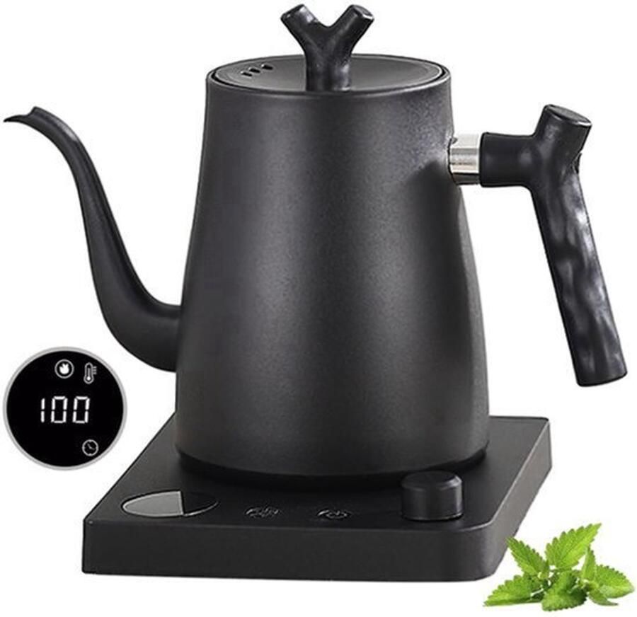 Zwanenhals Waterkoker 1 0 L 1000W 304 Roestvrij Staal Mat Zwart