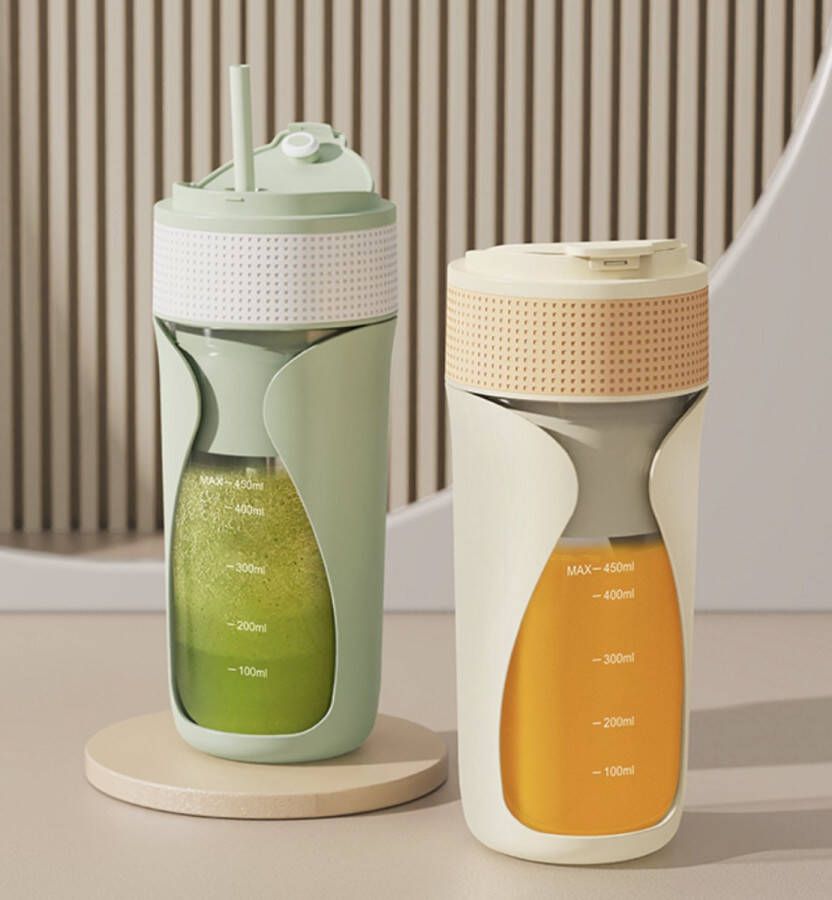 ZYLARO blender smoothie maker Draagbare Smoothie Maker To Go Draadloos mini blender Oplaadbare 450 ml groen