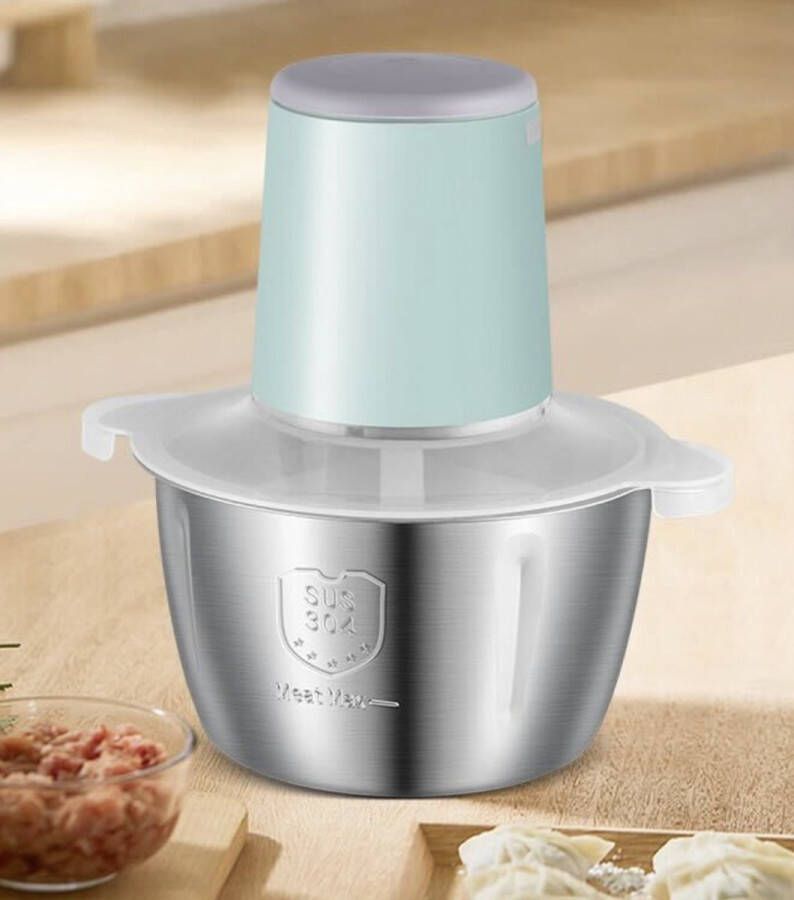 ZYLARO Electrische Hakmolen Food Chopper 2L Foodprocessor Met RVS Kom USB Oplaadbaar Groen