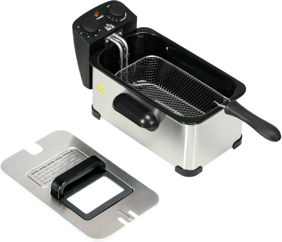 ZYLARO Frituurpan 3 liter Tot 190 graden 2000 watt Kijkvenster Friteuse RVS Zwart