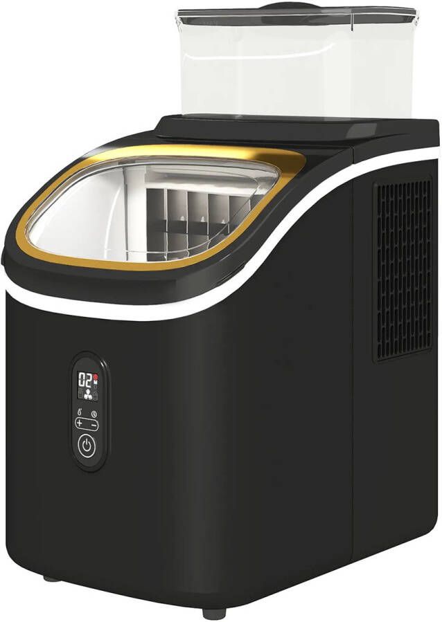ZYLARO IJsblokjesmachine 1.5L IJsklontjes maker Met ijsmand + schep – 15kg 24 uur – Stille werking – Compact design Zwart