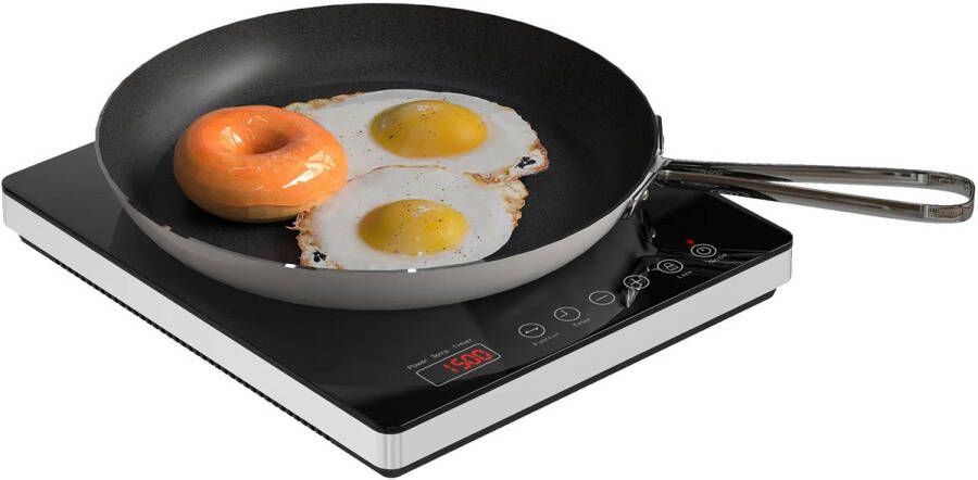 ZYLARO Inductie Kookplaat 1-pits kinderslot 2000 watt 10 temperatuurstanden touch panel zwart