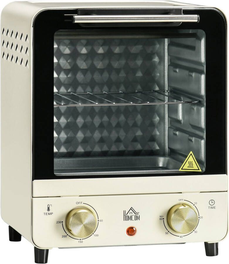 ZYLARO mini oven Vrijstaande Elektrische Oven 15L 1000W Vintage crème wit