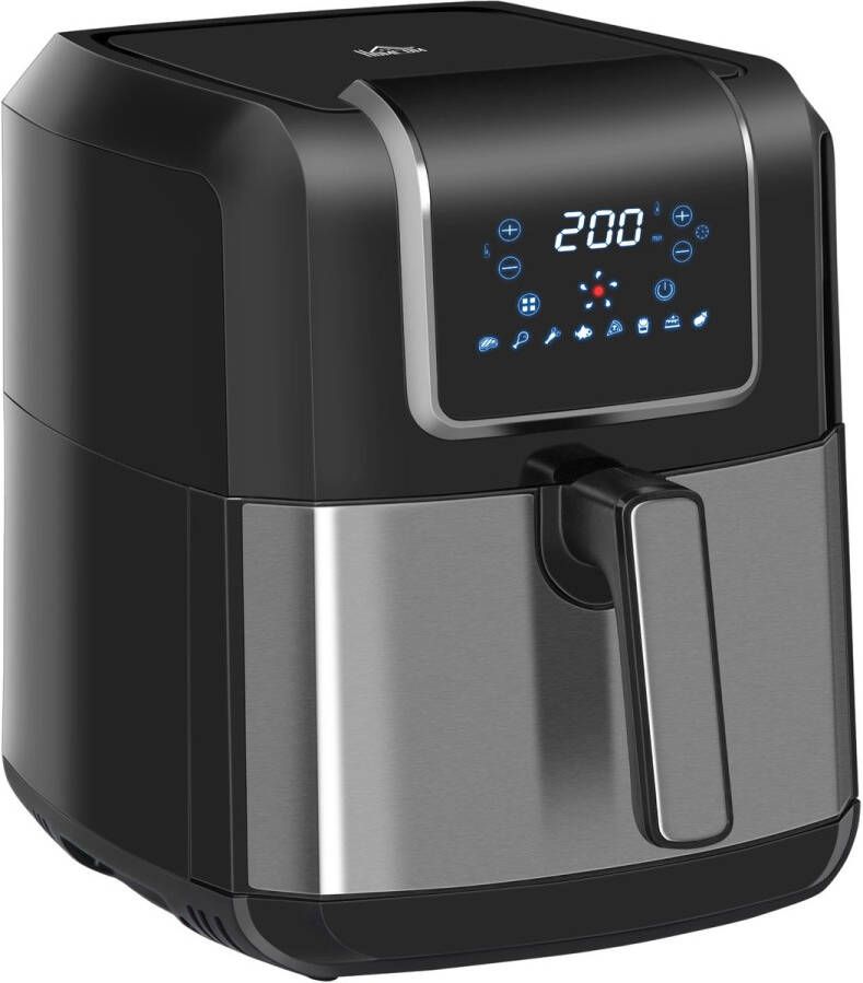 ZYLARO Premie Airfryer 6 5L met 8 menu's LED-display 80ºC tot 200ºC 1700W Zwart+Grijs