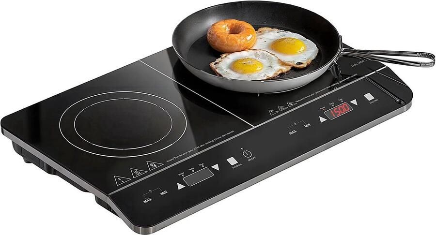 ZYLARO Premie Inductie kookplaat 2 platen 10-standen temperatuurregeling touchpanel 2x 2000 W zwart