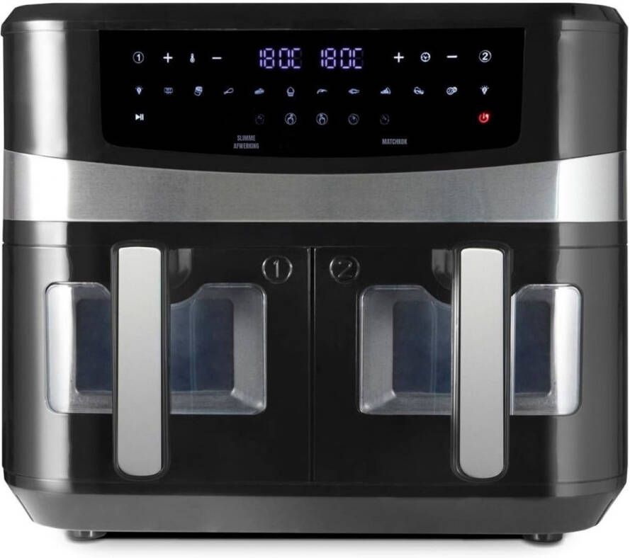 Zylo Dubbele Airfryer Heteluchtfriteuse Duo Airfryer 9 L 36x40x32cm Zwart