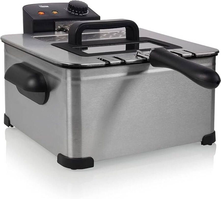 Zylo Dubbele Frituurpan Dubbele Friteuse Frietpan 5 liter 22x36x36cm Zilver