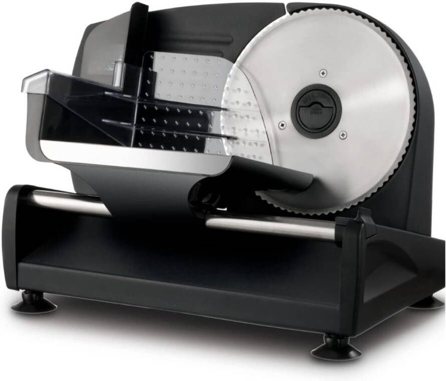 Zylo Vleessnijmachine Snijmachine Allessnijder -Vleessnijmachine Voor Thuis Instelbare Dikte van 0 tot 15mm Met 2 Bladen 25x19x27cm Zwart