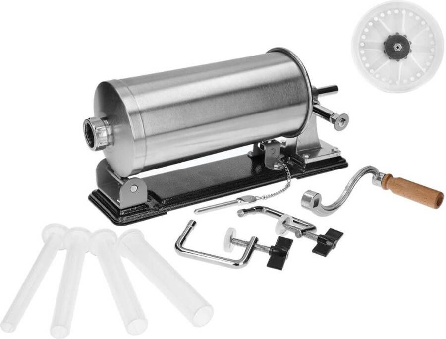 Zylo Worstenvuller Worstenmaker Worstmaker Worstmachine Worstenvul Machine 2 5kg 78x15x17cm Zilver