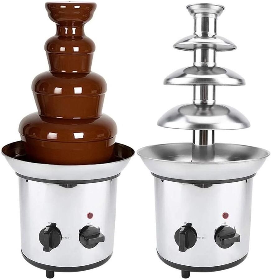 Florixa Chocoladefontein Fonteinset Chocofontein- Inclusief Smeltpot Zilver 46cm x 24cm x 23cm