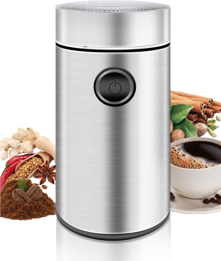 Zyrex Coffee Grinder Coffee Molen Koffie Grinder Zilver 18cm x 10cm x 18cm