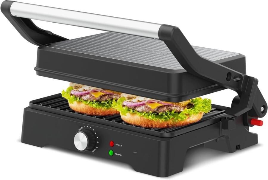 Florixa Contactgrill met uitneembare platen Contactgrill Multi grill Zwart ‎28cm x 34cm x 12cm