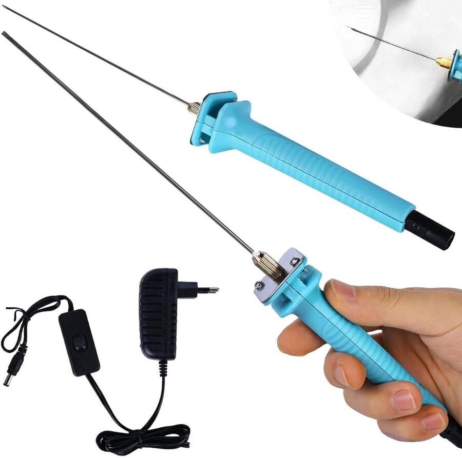 Zyrex Elektrische Piepschuimsnijder – Draagbare Styroporsnijder Met 4 Messen – Polystyreensnijder Turkoois 15cm x15cm x 1cm