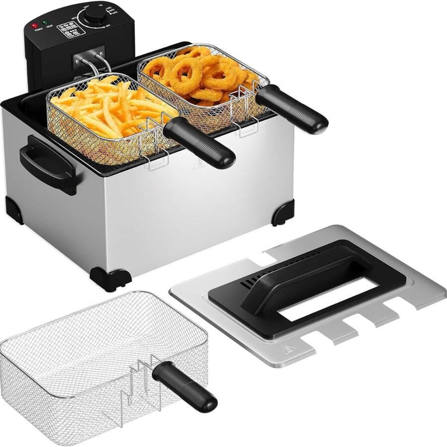 Nexvo Frituurpan 5 liter Frituurpan Zilver 37cm x 26cm x 19cm