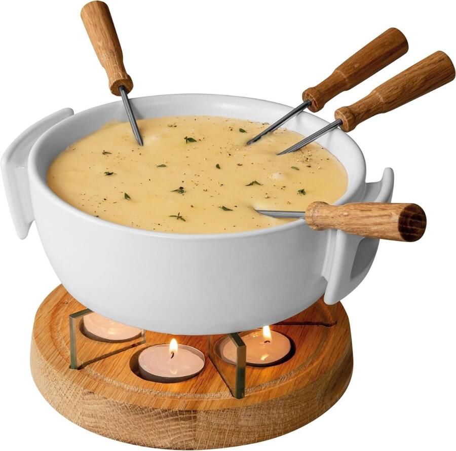 Zyrex Kaasfondue Set Fondue Set Fondue -Wit- 24 x 24 x 15 cm; 2.42 kg