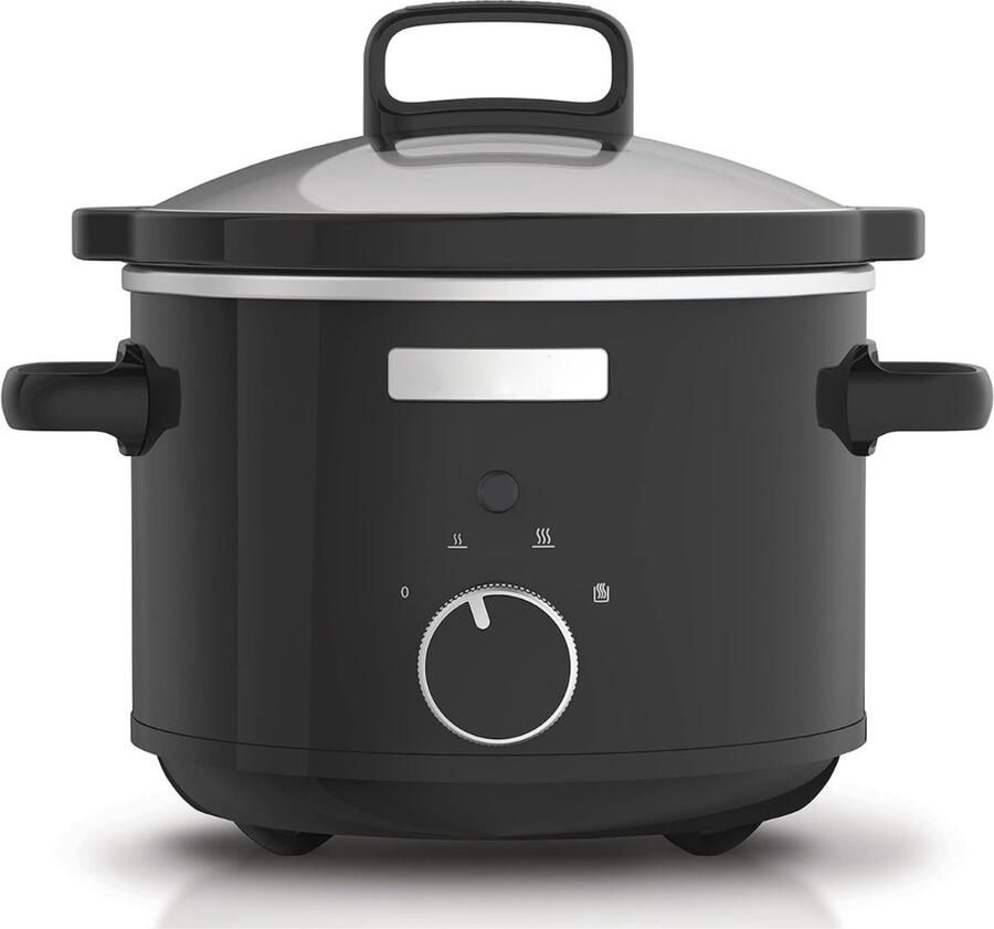 Zyrex Slowcooker met Timer Crockpot Snelkookpan Inclusief Warmhoudfunctie 2.4 Liter Zwart- 21cm x 29cm x 28cm; 3.1 kg
