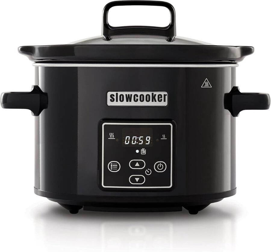 Zyrex Slowcooker met timer Slowcooker Crockpot Zwart ‎29cm x 29cm x 22cm