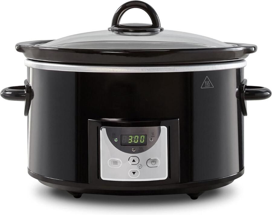 Zyrex Slowcooker met timer Slowcooker Crockpot Zwart 31cm x 23cm x 30cm
