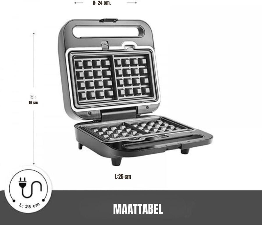 Zyrex Wafelijzer Met Verwisselbare Platen Wafelijzer Tefal Wafelijzer Hartvorm Zwart 24cm x 25cm x 10cm - Foto 2