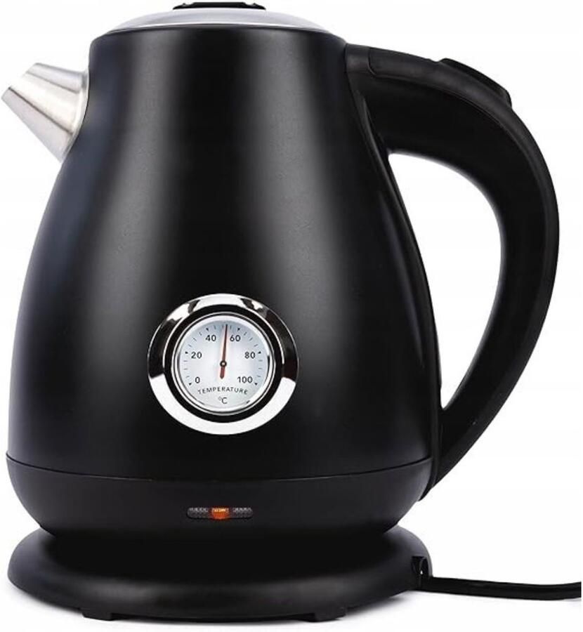 Zyrex Waterkoker Retro Vintage Waterkoker Elektrische Waterkoker Zwart 21cm x 17cm x 22cm