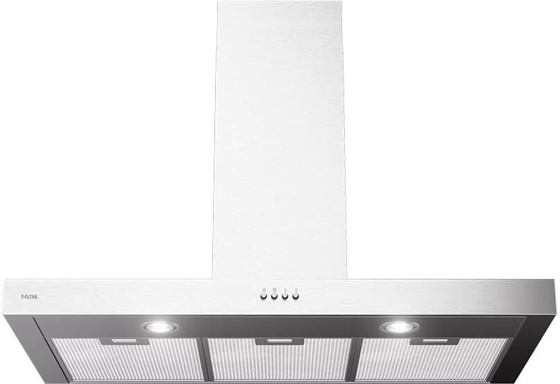 ETNA AB290RVS Blokmodel Schouwkap (90cm) RVS Energielabel A 3 Afzuigstanden 2 LED spots Afvoer naar buiten of recirculatie Druktoetsen - Foto 1