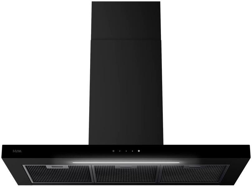 ETNA AB791ZT Matzwarte schouwkap met glasdesign front 90 cm A++ - Foto 2