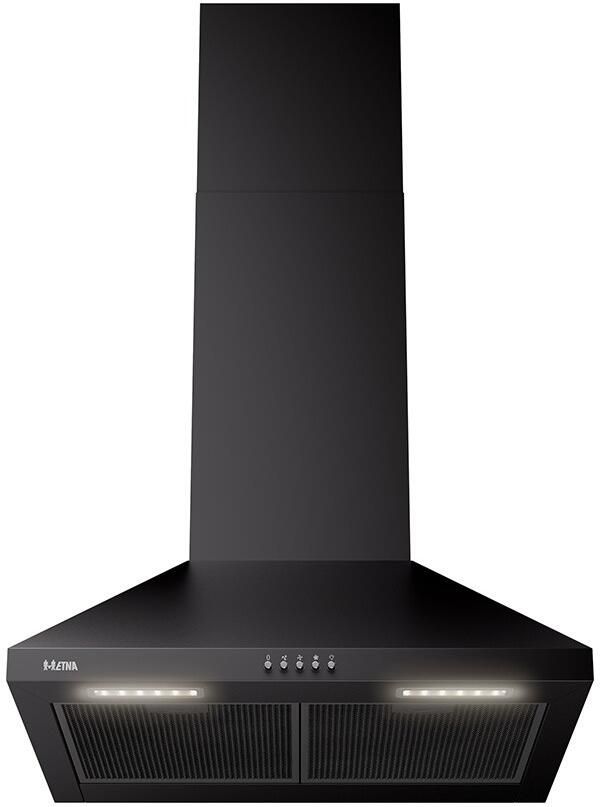 ETNA AP461ZT Schouwkap Matzwart 60 cm 3 Snelheden Energielabel A+ Druktoetsen 2 LED spots Geschikt voor afvoer naar buiten en recirculatie - Foto 2