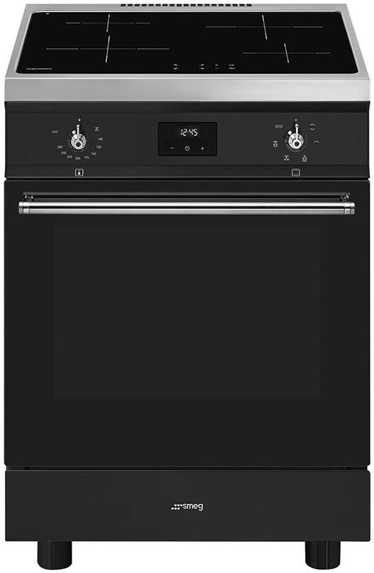 Smeg C6IMMBT2 Vrijstaand Inductie Fornuis 60 cm 4 Kookzones 70L Multifunctionele Oven Vapor Clean Energieklasse A Mat Zwart
