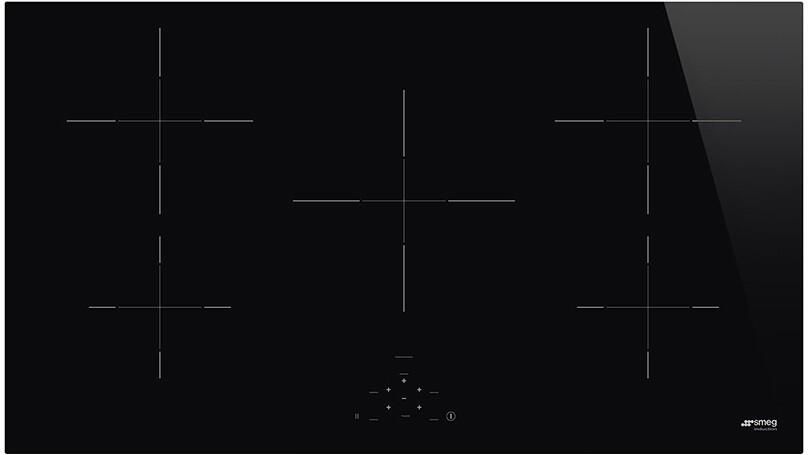 Smeg SI2951D Inductie Kookplaat Inbouw 90 cm 5 Inductiezones Boosterfunctie Touch Slider Bediening Timer Automatische Panherkenning Zwart Glas