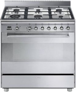 SMEG SNLK916MFX9 gasfornuis RVS met 6 gasbranders