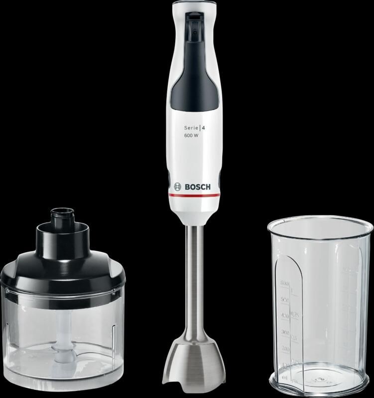 BOSCH Staafmixer ErgoMaster Serie 4 MSM4W220 4 messen hakker beker wit Mixvoet roestvrij staal grote bedieningshendel keramische koppeling Made in Europe - Foto 5