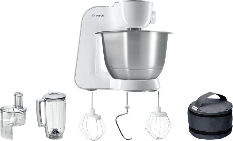 BOSCH Keukenmachine Serie 4 MUM58L20 continu rasp- en snijapparaat mixer grijs 3 schijven kom kneedhaak mix- siliconen garde vaatwasserbestendig
