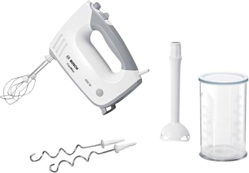 BOSCH Handmixer ErgoMixx MFQ36440 2 roergardes 2 edelstalen deeghaken pureerstaaf beker