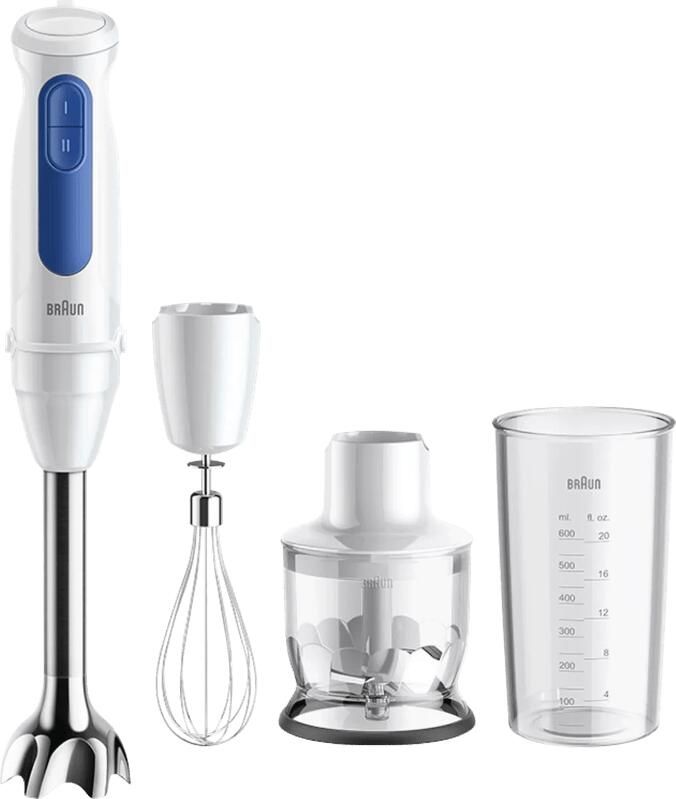Braun MultiQuick 3 MQ30.202M – Staafmixer Eenvoudige bediening 2 snelheden RVS Staafmixervoet met Hakmolen garde en beker Wit 900 W - Foto 2
