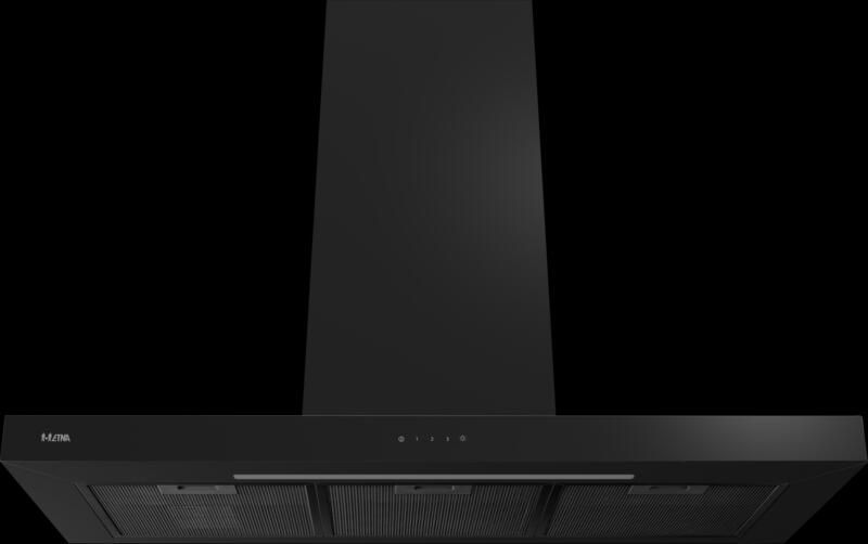 ETNA AB791ZT Matzwarte schouwkap met glasdesign front 90 cm A++ - Foto 3