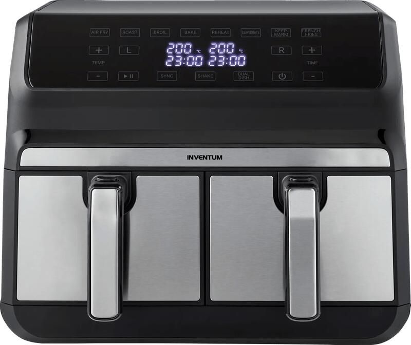 Inventum GF800HLD Dubbele airfryer Hetelucht friteuse 2 x 4 liter 8 programma's Dual cook functie 80 tot 200 graden PFAS vrij 1700 watt Zwart RVS - Foto 3