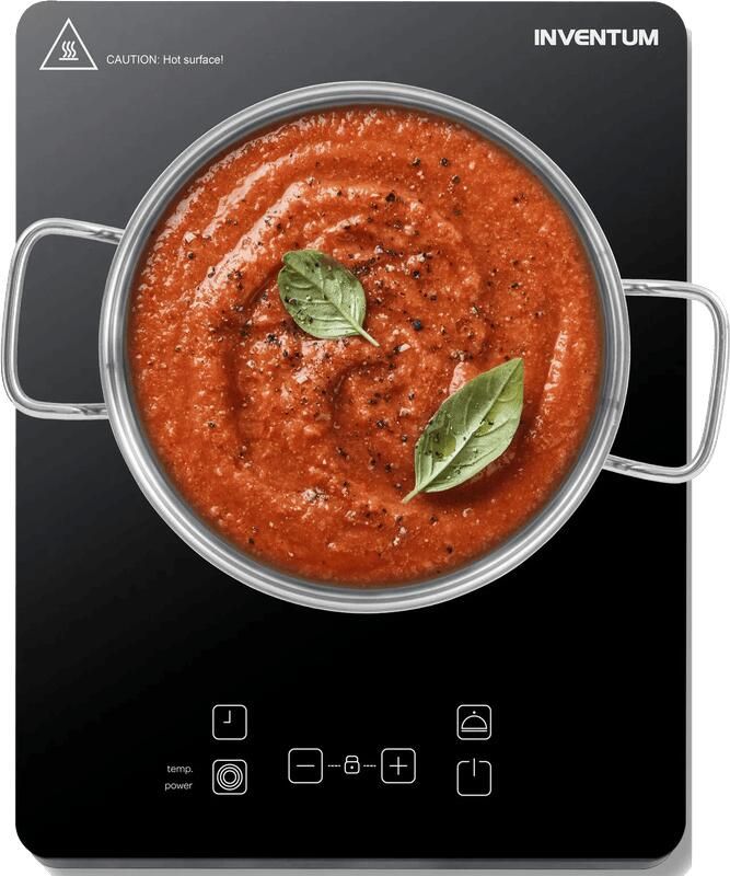 Inventum KI120T inductie kookplaat 1 kookzone 1-fase plug en play Timer Kinderslot 10 standen Pan 15 20 cm Vrijstaand Zwart