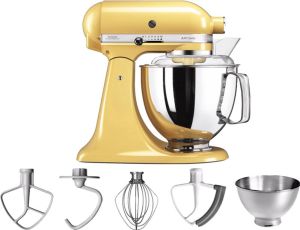 KitchenAid Keukenrobot Keukenmachine Artisan met extra accessoires Moederdag cadeautje 4 8 L Geel