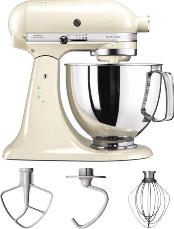 KitchenAid Keukenmachine Artisan Keukenrobot met 3 accessoires en kom van 4 8 L uit roestvrij staal 300 W Crème - Foto 4