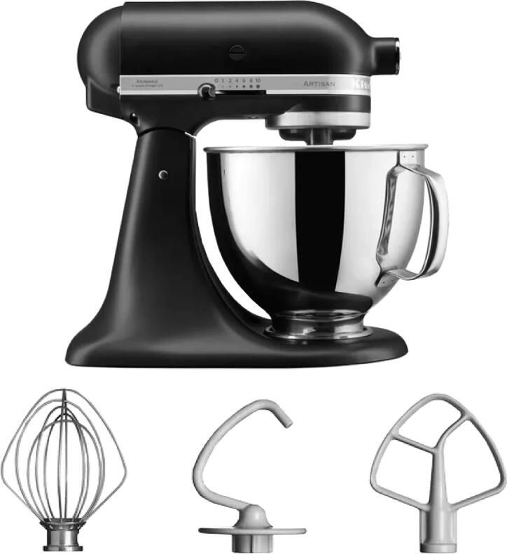 KitchenAid Keukenmachine Artisan Keukenrobot met 3 accessoires en kom van 4 8 L uit roestvrij staal 300 W Matzwart - Foto 2