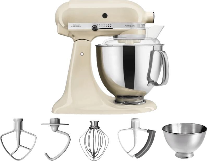 KitchenAid keukenmachine Artisan Keukenrobot met 5 accessoires en 2 mengkommen 300 W 3 L en 4 8 L Almond Cream - Foto 4
