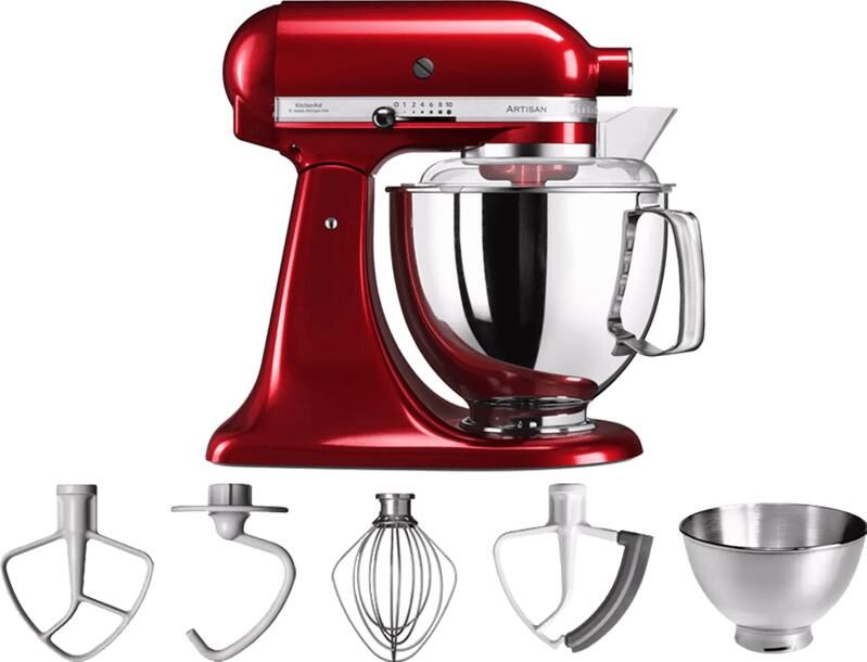 KitchenAid keukenmachine Artisan Keukenrobot met 5 accessoires en 2 mengkommen 300 W 3 L en 4 8 L Appelrood - Foto 3