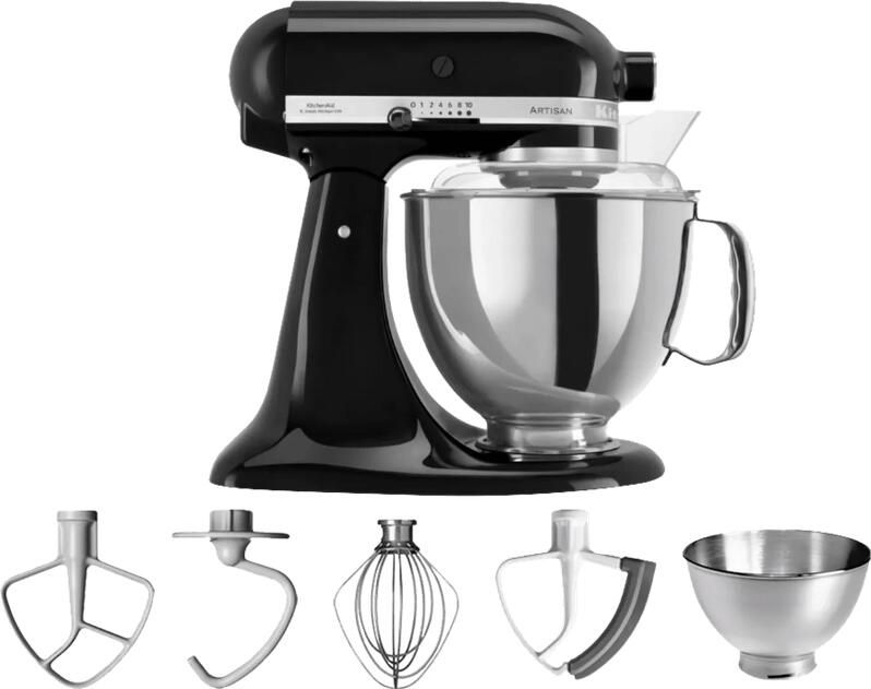 KitchenAid keukenmachine Artisan Keukenrobot met 5 accessoires en 2 mengkommen 300 W 3 L en 4 8 L Onyx zwart - Foto 3