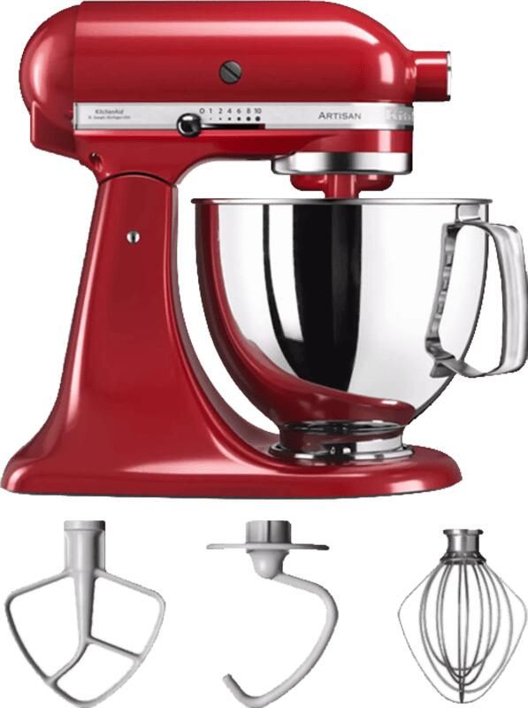 KitchenAid Keukenmachine Artisan Keukenrobot met 3 accessoires en kom van 4 8 L uit roestvrij staal 300 W Keizerrood - Foto 4