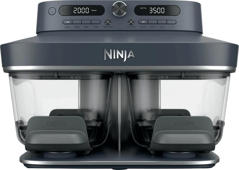 Ninja CRISPi DualZone Glazen Airfryer met 2 manden 8 kookfuncties Kook twee gerechten tegelijkertijd PFAS-vrije glazen schalen Inclusief deksels Cyberspace DD102EUBL1 - Foto 2