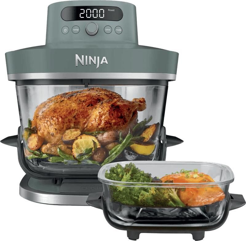 Ninja CRISPi PRO XL Glazen Airfryer met 7 kookfuncties Airfryen Bakken Braden Rijzen Drogen. Max Crisp en Opnieuw krokant maken 2.3 liter en 5.7 liter glazen schaal PFAS vrij koken Grijsgroen AS101EUGY - Foto 2