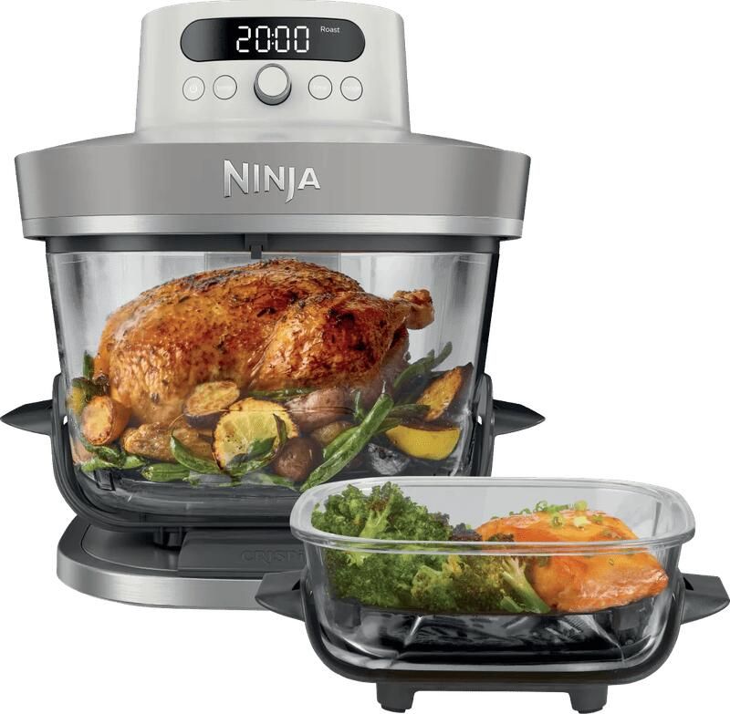 Ninja CRISPi PRO XL Glazen Airfryer met 7 kookfuncties Airfryen Bakken Braden Rijzen Drogen. Max Crisp en Opnieuw krokant maken 2.3 liter en 5.7 liter glazen schaal PFAS vrij koken Stone AS101EULG