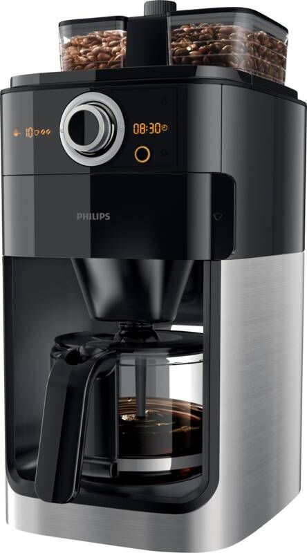 Philips Koffiezetapparaat met maalwerk Grind & Brew HD7769 00 dubbel bonenvak edelstaal zwart - Foto 2