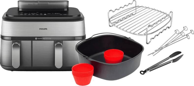 Philips 5000 Series Dual Basket NA555 00 + Dubbellaagse kookset + Bakmeesterset