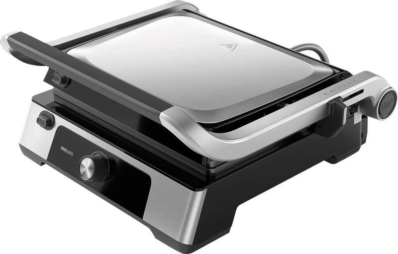 Philips Contactgrill HD6301 90 Uitneembare Platen 2200W Extra Groot Formaat – Antiaanbakplaten Regelbare Temperatuur Opvangbak RVS Zwart - Foto 2